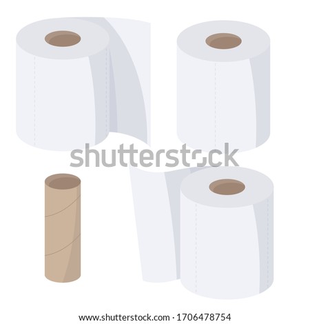 set of toilet rolls and sleeve. Vector flat style illustration.