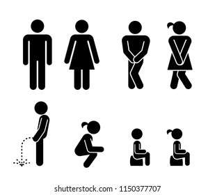 Set of toilet signs. WC icons.  Toilet labels. Restroom Signs Illustration. 
