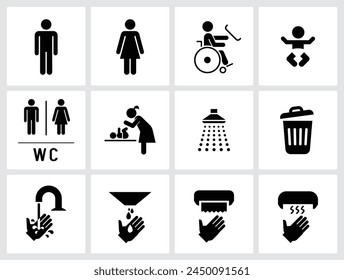 Set of toilet signs. WC icons. Restroom Signs Illustration. 