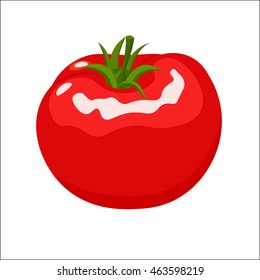 Set tomato in a cartoon-style logo on a white background , vegetables. Organic food.