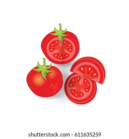 set of tomato icon and food vector