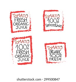 Set of tomato labels and symbols in vector, fresh and organic mix