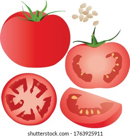 Set tomato on white background