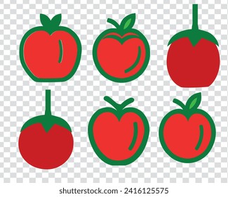 a set of tomato vector illustration isolated red tomato icons