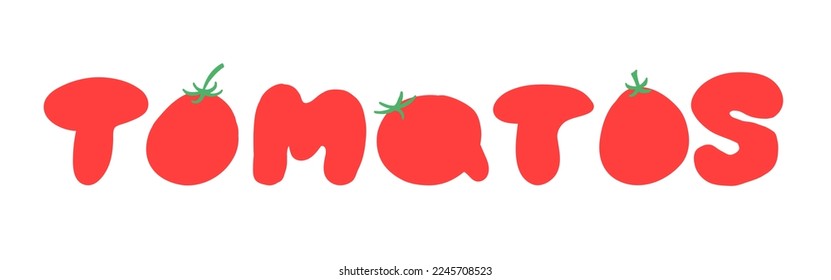 Set of tomatoes in cartoon flat style. Healthy natural vegetables food. Vector illustration isolated on white background.