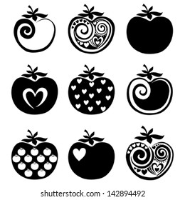 set of tomatoes icon isolated on white background. Vector illustration
