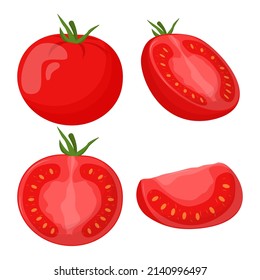 Tomaten einzeln auf weißem Hintergrund. Flache Vektorgrafik