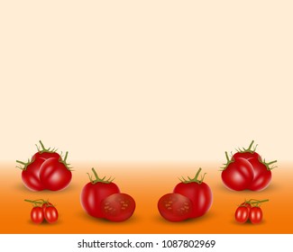 Set of tomatoes on background. Ready to apply to your design. Vector illustration.