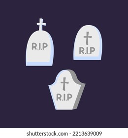 set of tomb stones silhouette isolated vector illustration. Element for halloween needs