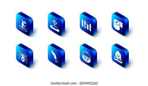 Set Tombstone with cross, Garden fence wooden, Toilet paper roll, RIP written, Pumpkin basket for sweets, Zombie finger, Spider and hand icon. Vector