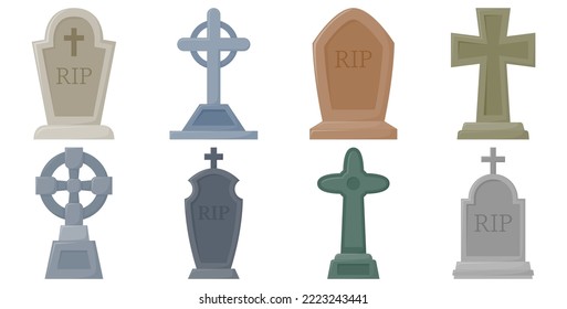 Set of Tombstone isolated on white background