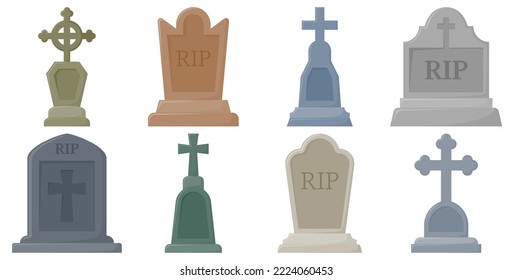 Set of Tombstone isolated on white background