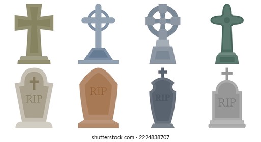 Set of Tombstone isolated on white background