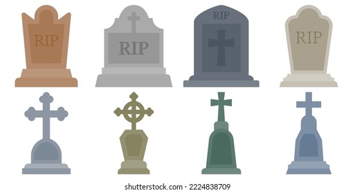 Set of Tombstone isolated on white background