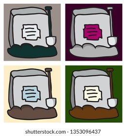 Set of Tombstone made from stone and looking very old, vector