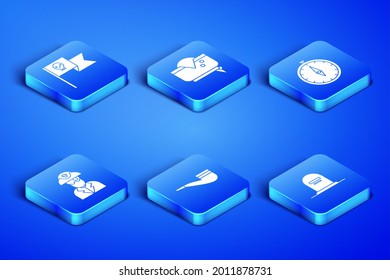 Set Tombstone with RIP written, Pirate flag skull, Smoking pipe, captain, hat and Compass icon. Vector