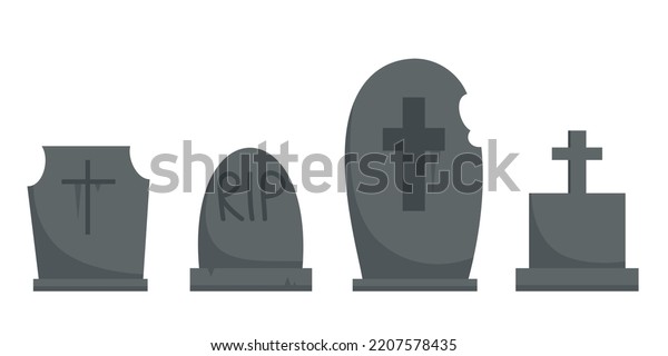 Set Tombstones Cartoon Style Halloween Design Stock Vector (Royalty ...