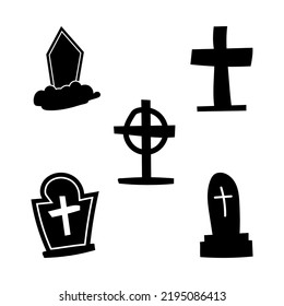 set of tombstones for Halloween. Halloween Elements and Objects for Design Projects.