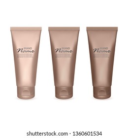 Set of tonal cream jars from light to very dark, 3d illustration of package design for tonal basis, tube and bottle with foundation cream in realistic style, Vector EPS 10