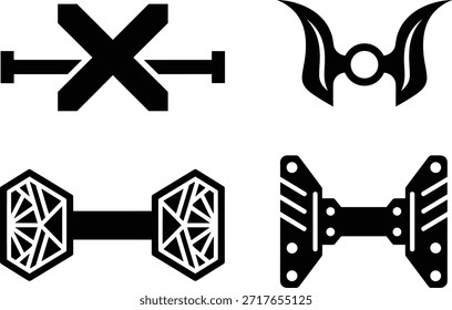 Set mit Werkzeug- oder Gerätedesign-Vektor. Industrielle Hardware, technischer Werkzeugvektor. Flache schwarze Silhouette Stil Vektorgrafik.
