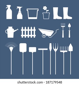 The set of tool garden silhouettes vector