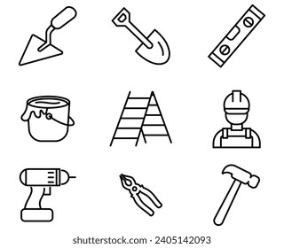 
set of tool screwdriver icon for construction and restoration