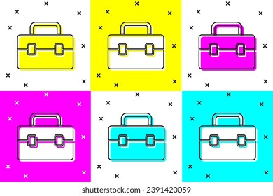 Set Toolbox icon isolated on color background. Tool box sign.  Vector