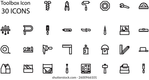 Set of Toolbox icons. Line art style icons bundle. vector illustration