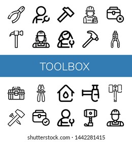 Set of toolbox icons such as Pliers, Hammer, Plumber, Repairman, Toolbox, Plier, Plumbing, Siphon , toolbox