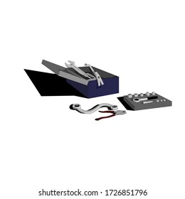 Set of toolbox on white background. Vector Illustration. Graphic elements