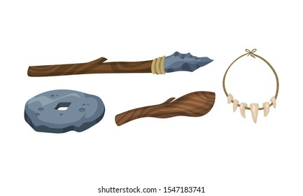 Set of tools of ancient people. Vector illustration on a white background.