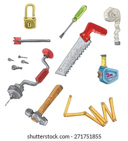 set of tools - cartoon