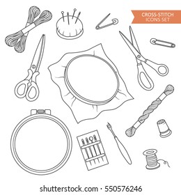 Embroidery Tools Vector Vector Art & Graphics
