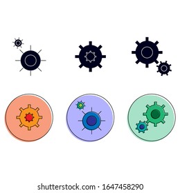 Set von Tools Design. Symbol Vektorillustration des Tools einzeln. Unterschiedliche Designs eines Einstellungslogos für Mobiltelefone.