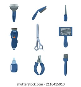 A Set Of Tools For Dog Grooming And Grooming.