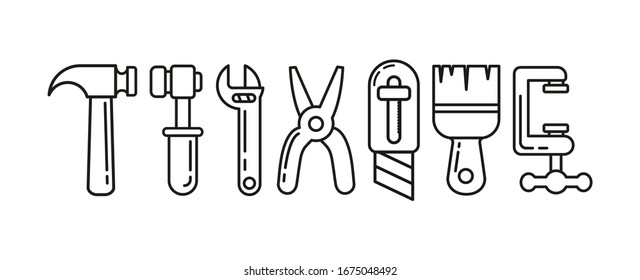 set of tools, an empty polygon. Stock vector illustration. Simple design for sticker, sticker, website or app
