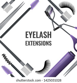 Set of tools for eyelash extension. Vector
