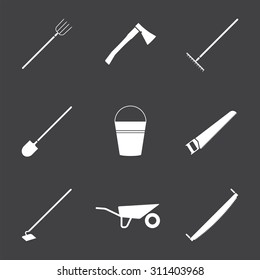 Set of tools for farmers farming in the flat style