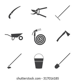 Set of tools for farmers farming in the flat style