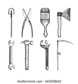 set of tools for the farming of sketches. vector illustration