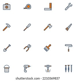 Set of Tools Filled Color Icon