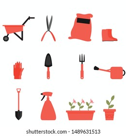 set of tools for gardening  Isolated on white background