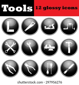 Set of tools glossy icons. EPS 10 vector illustration