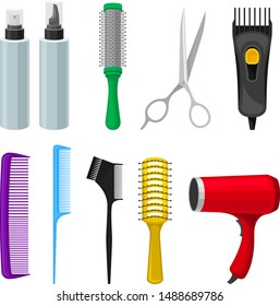 Set of tools for hair care. Vector illustration on a white background.
