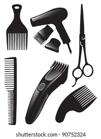 A set of tools for hairdressers. Vector illustration.