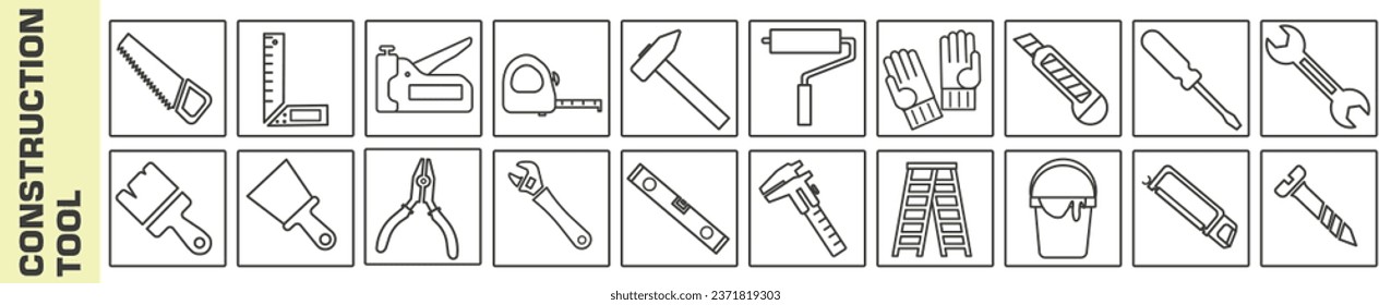 Set of tools icons for construction and repair. Hand tool icons. EPS 10.