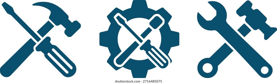 Conjunto de iconos de herramientas para trabajos de construcción y reparación