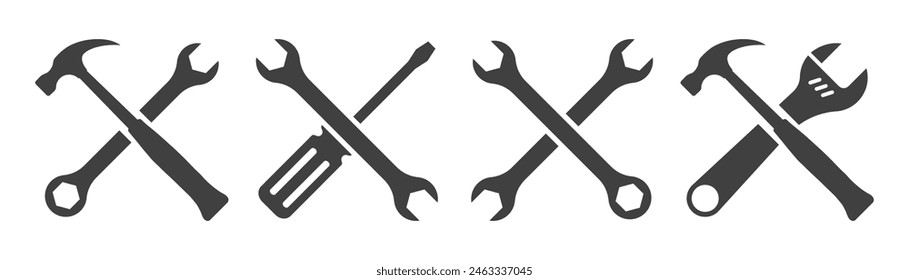 conjunto de iconos de herramientas sobre fondo blanco