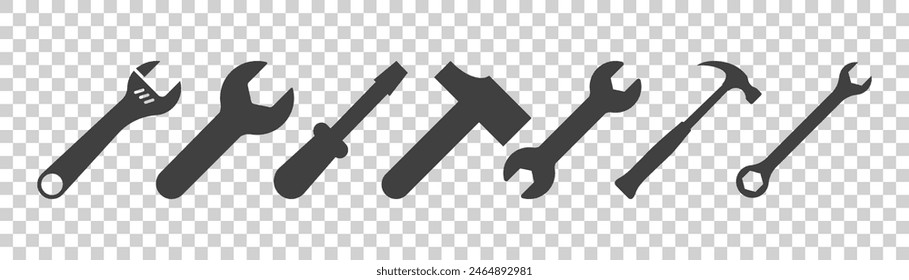 Werkzeugsatz-Symbole auf weißem Hintergrund