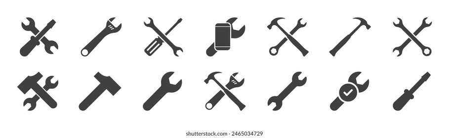 set of tools icons on white background